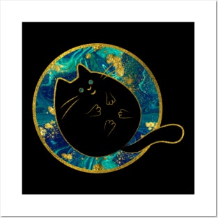 Funny Black Chubby Cat Posters and Art